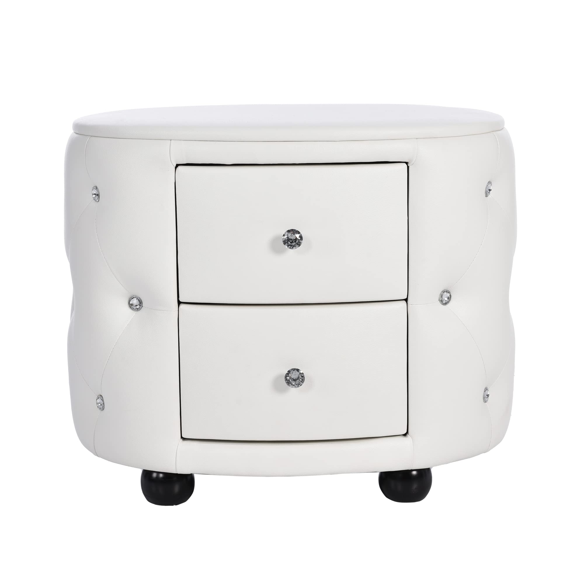 Modern Mid-Century Upholstered Night Stand with 2 Drawers for