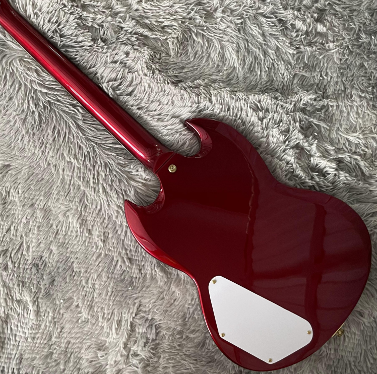 Electric Guitar Red HHH Pickups Tremolo Bridge Top Mahogany Body