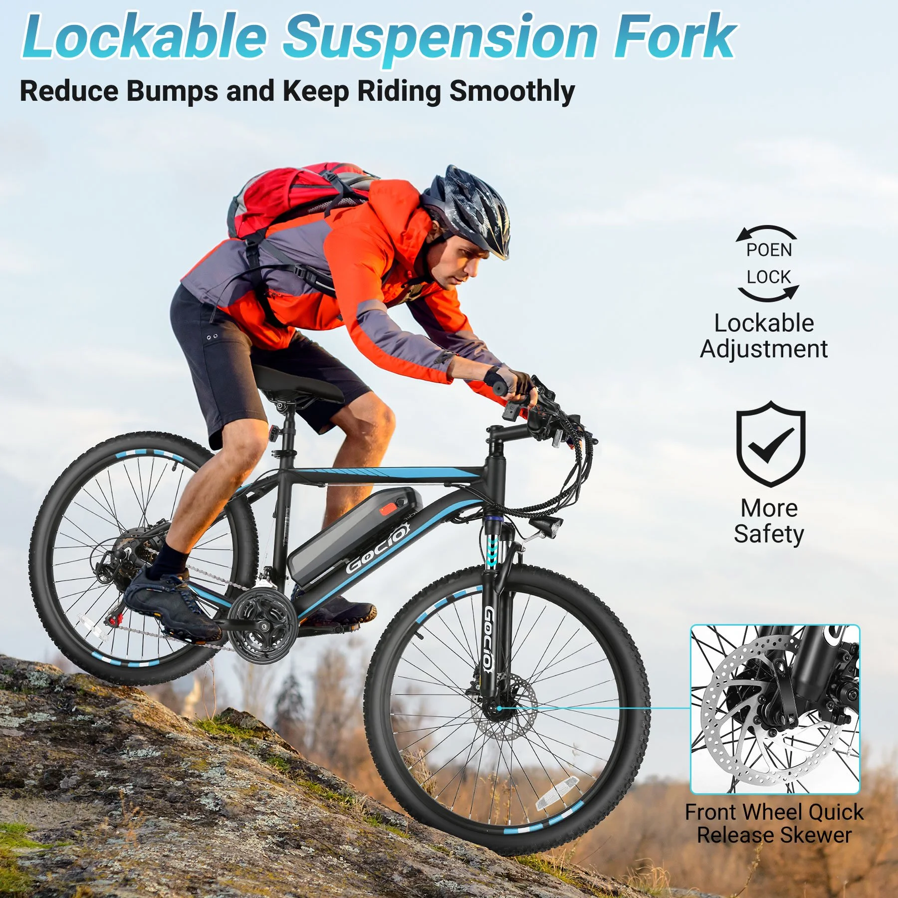 Gocio 26in Electric Mountain Bike, 500W, 48V 7.8Ah