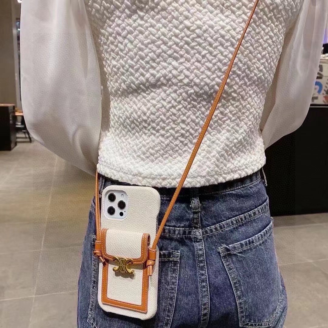 Celine Triomphe Monogram Card Slot Crossbody Phone Case