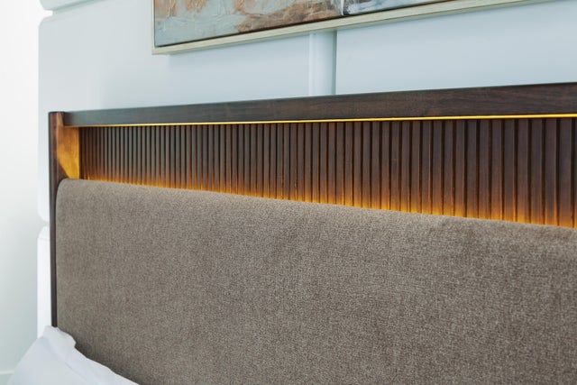 Korestone Upholstered Panel Bed with LED Light
