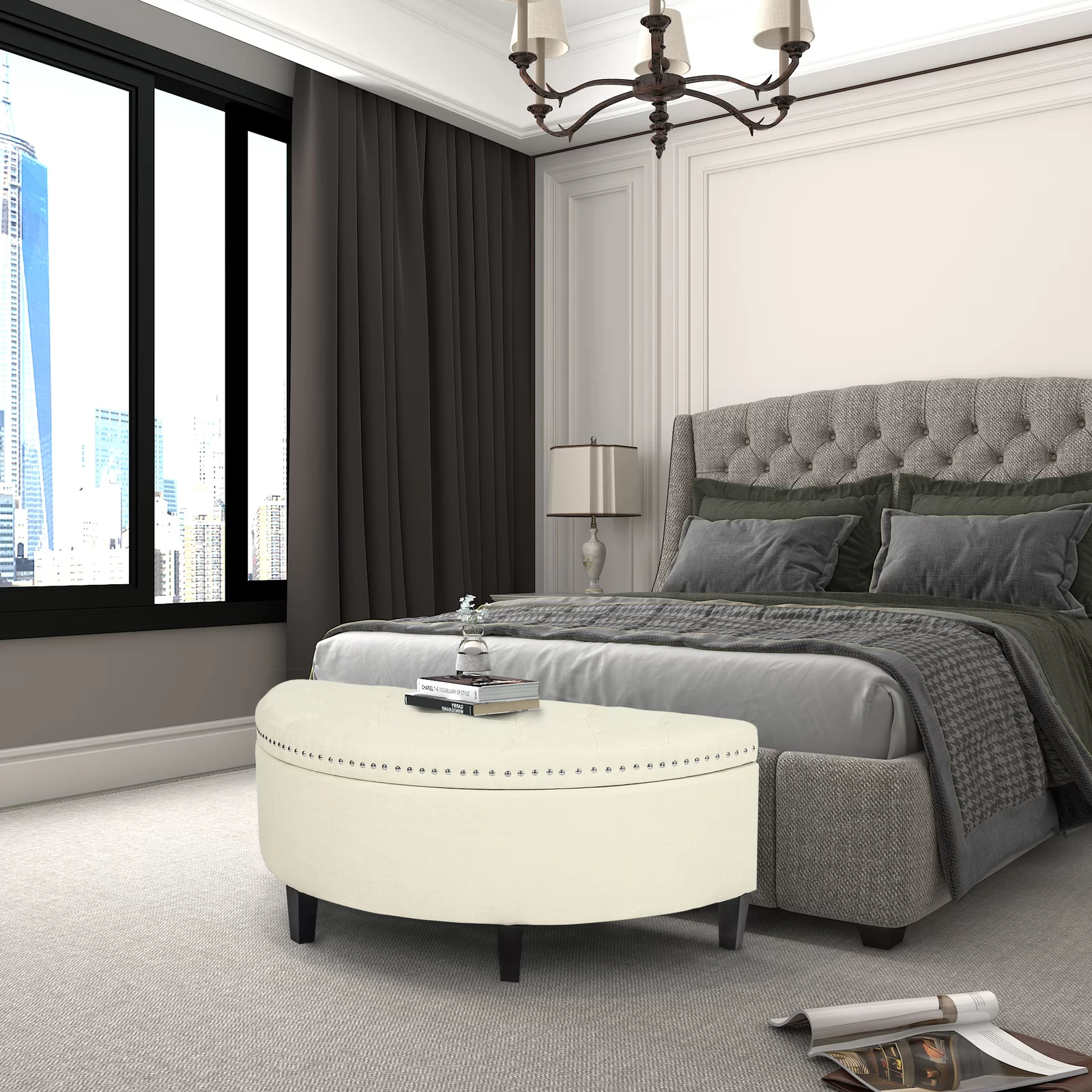 Roxann Upholstered Flip Top Storage Bench