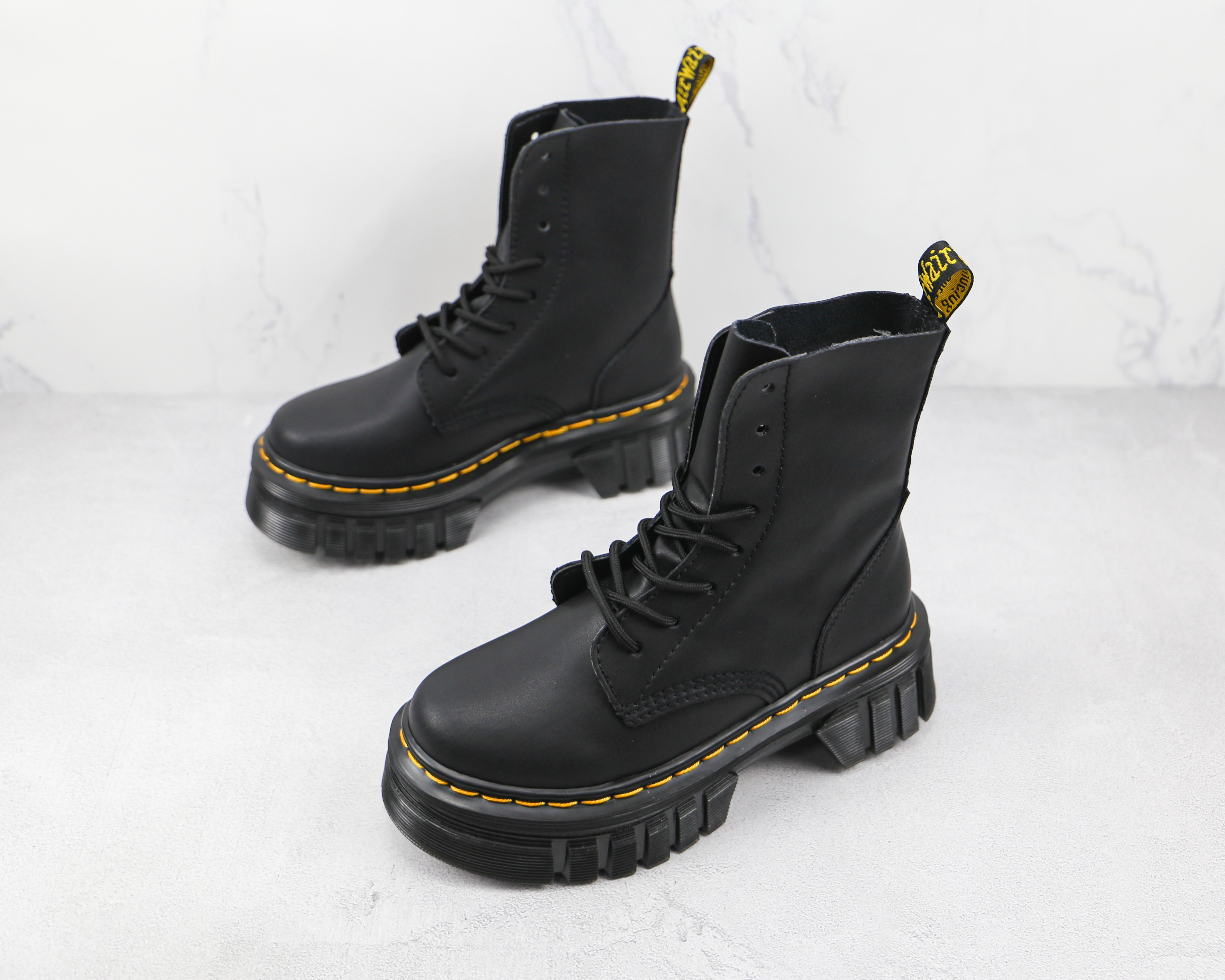 Dr. Martens Yellow Soft Leather Platform 8-Eye Boots