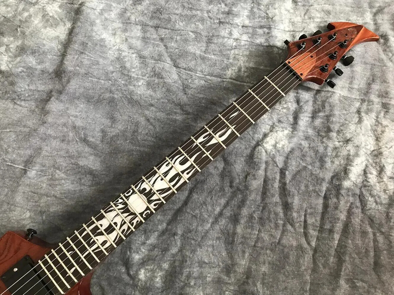 Metallic James Hetfield Kenneth Quilted Bubinga Brown Electric Guitar 6 strings