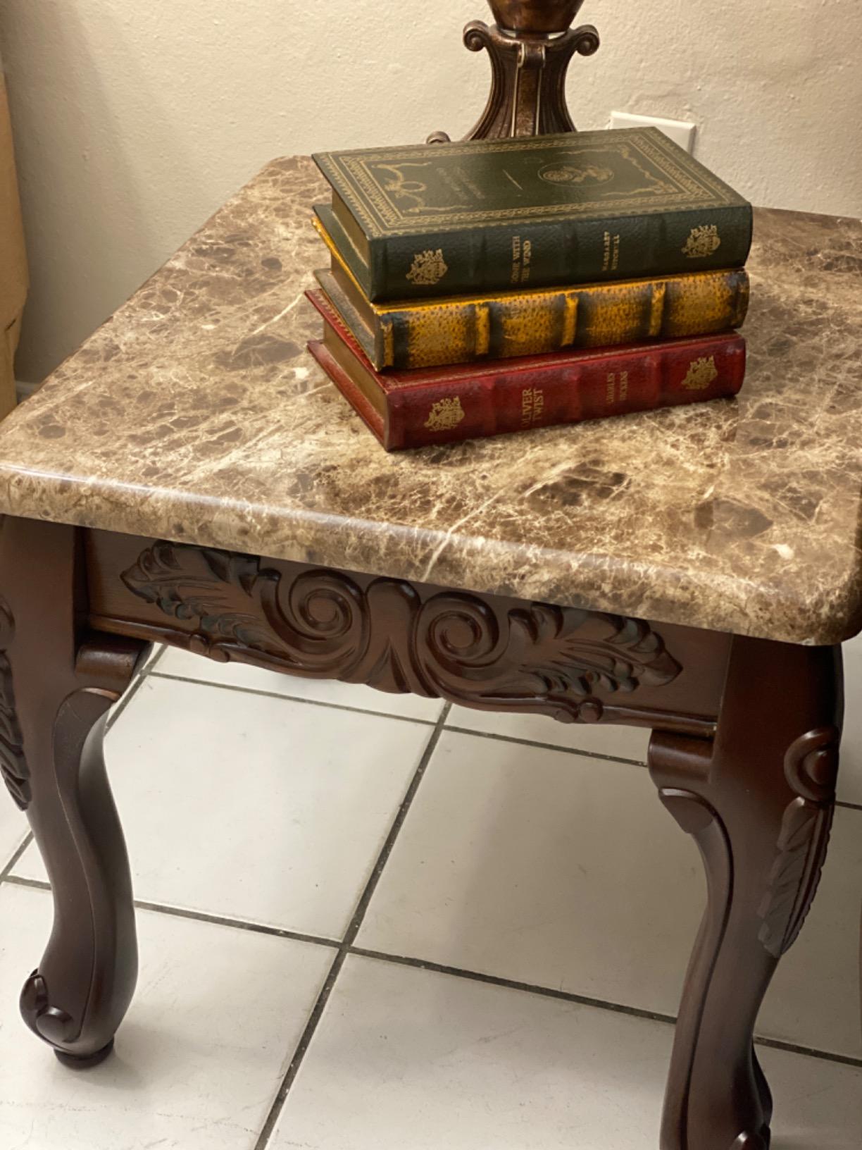 3-Piece Traditional Faux Marble Top Accent Tables Set