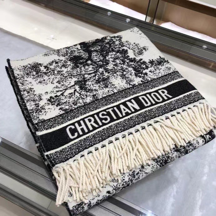 Dior Toile Print Square Scarf Black and Grey product images