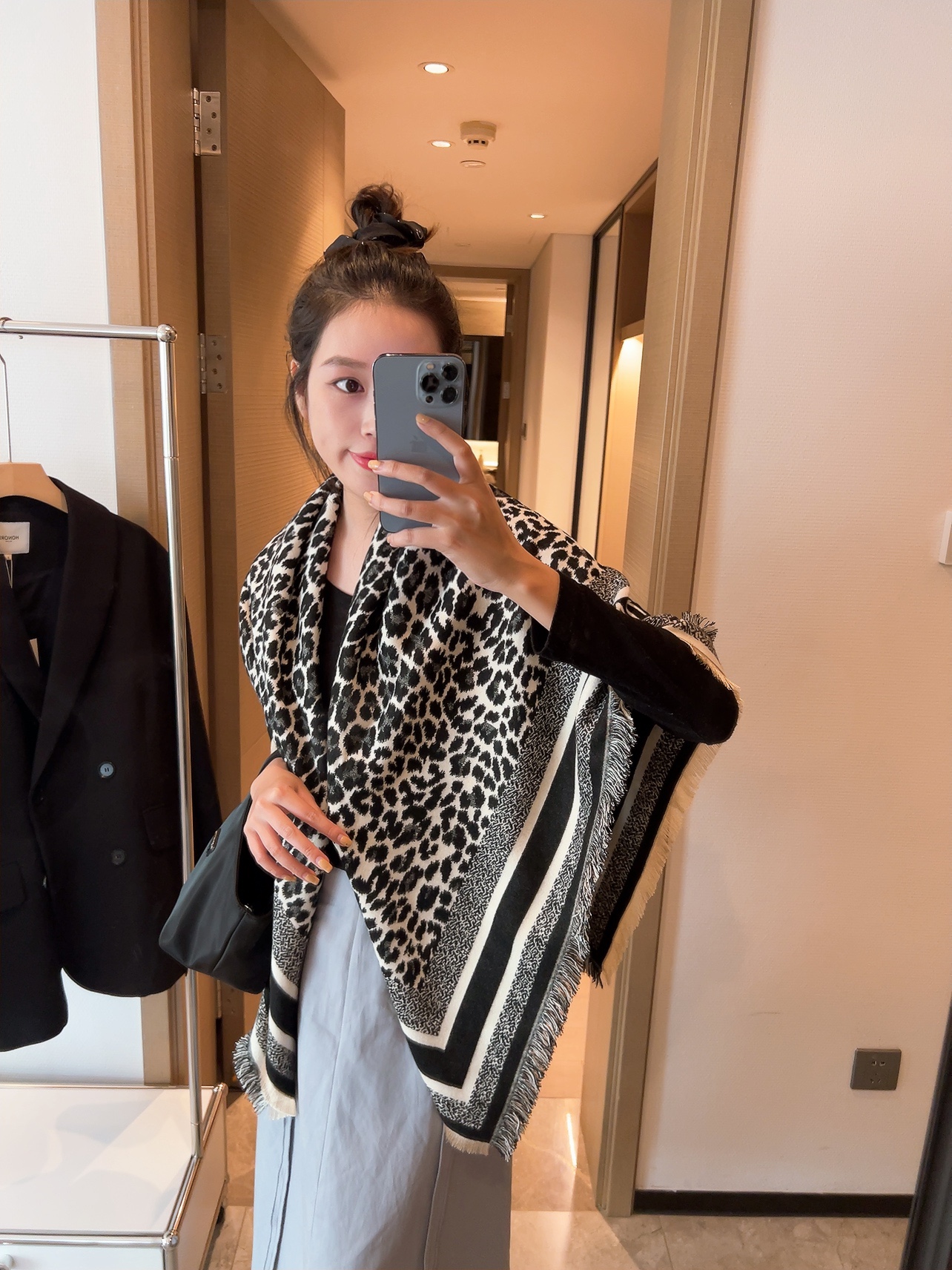 Dior Leopard Print Square Scarf Black product images