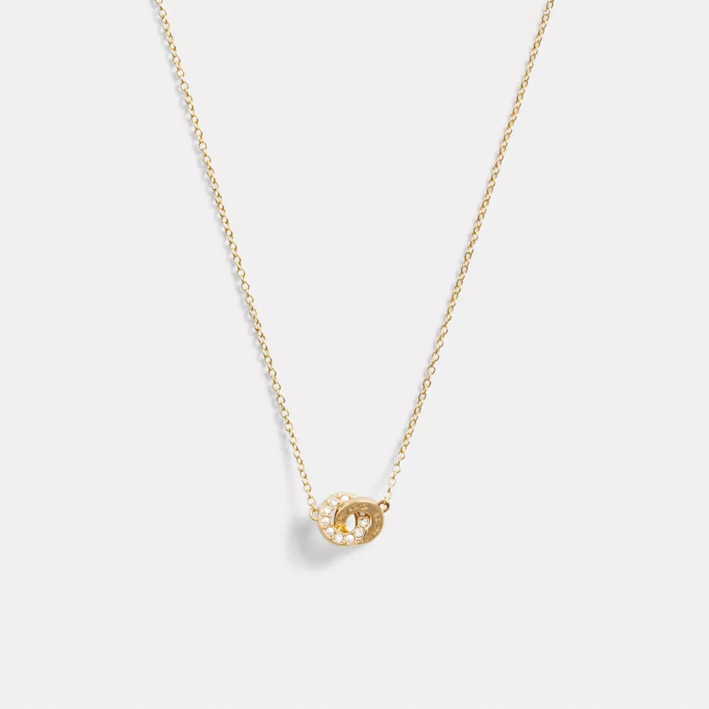 COAthtCH Interlocking Open Circle Pearl Pendant Necklace