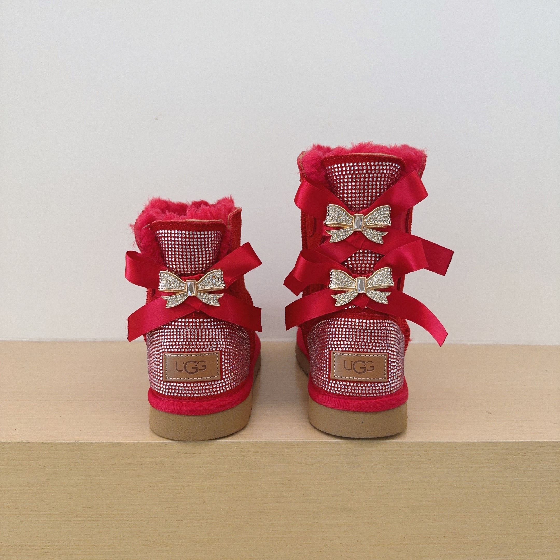 UGG Kids 3280 Double Ribbon Rhinestone Shoes