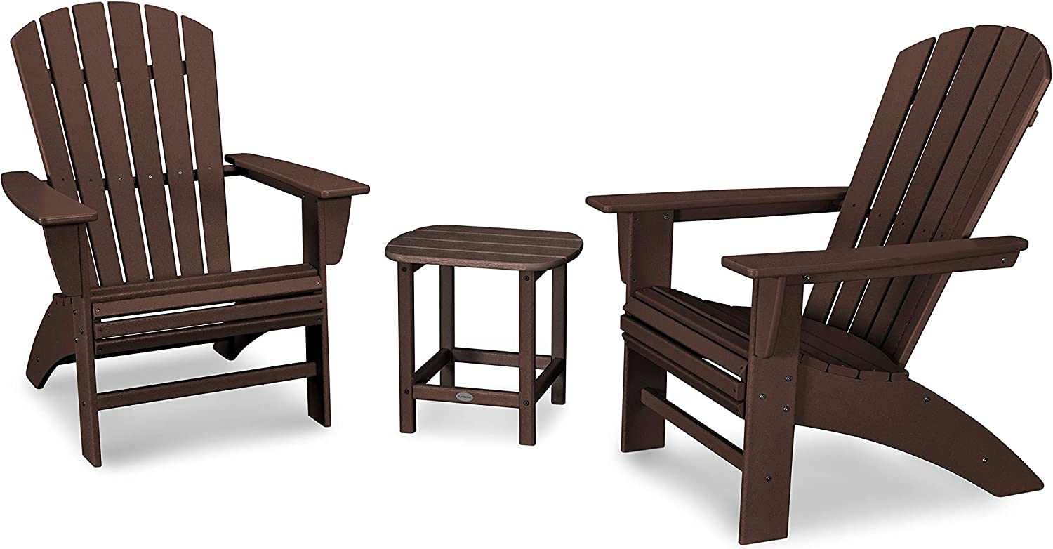 Nautical 3-Piece Curveback Adirondack Chair Set with Side Table