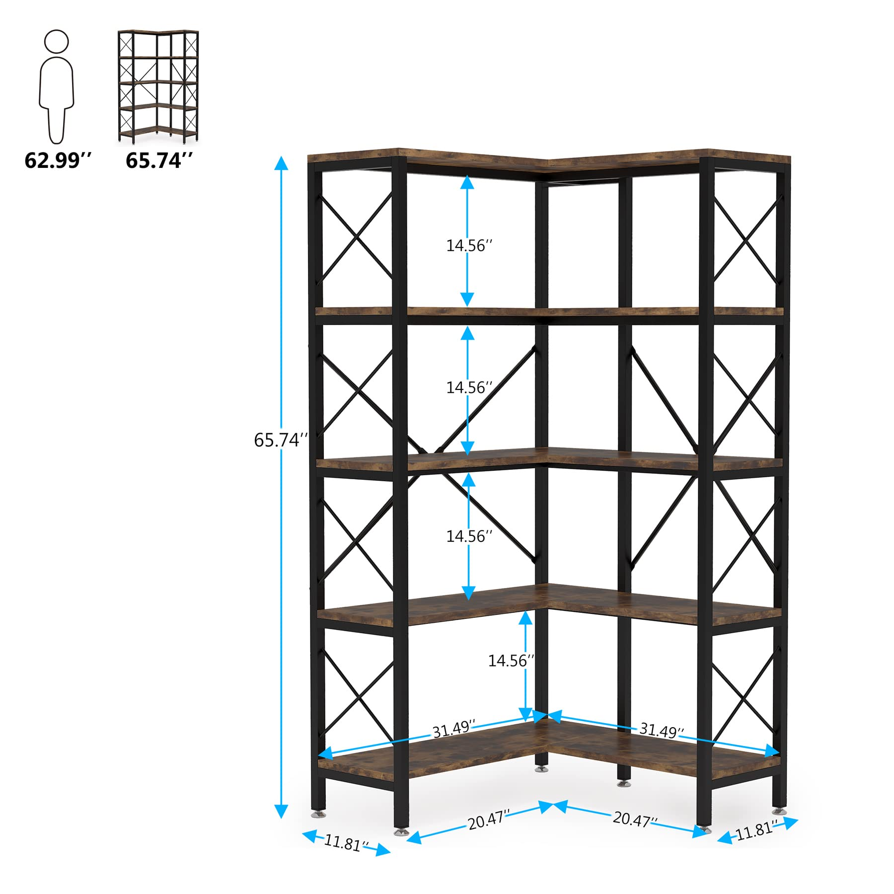 5-Shelf Corner Bookshelf