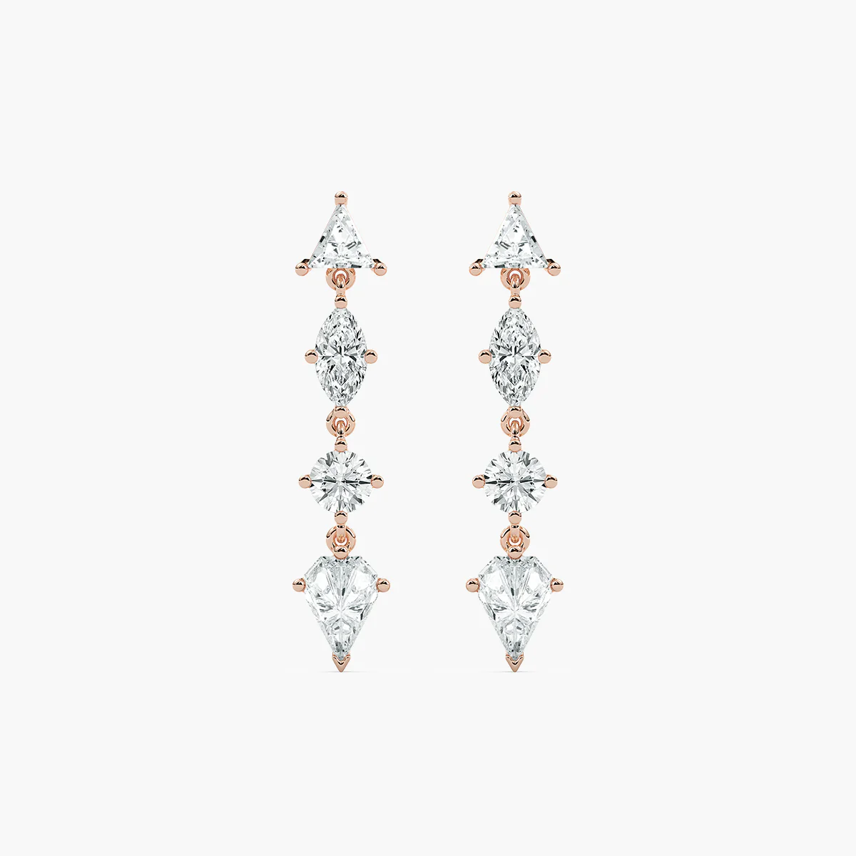 3 ³/₄ ctw Triangle, Marquise, Shield, and Round Lab Grown Diamond Dangle Earrings