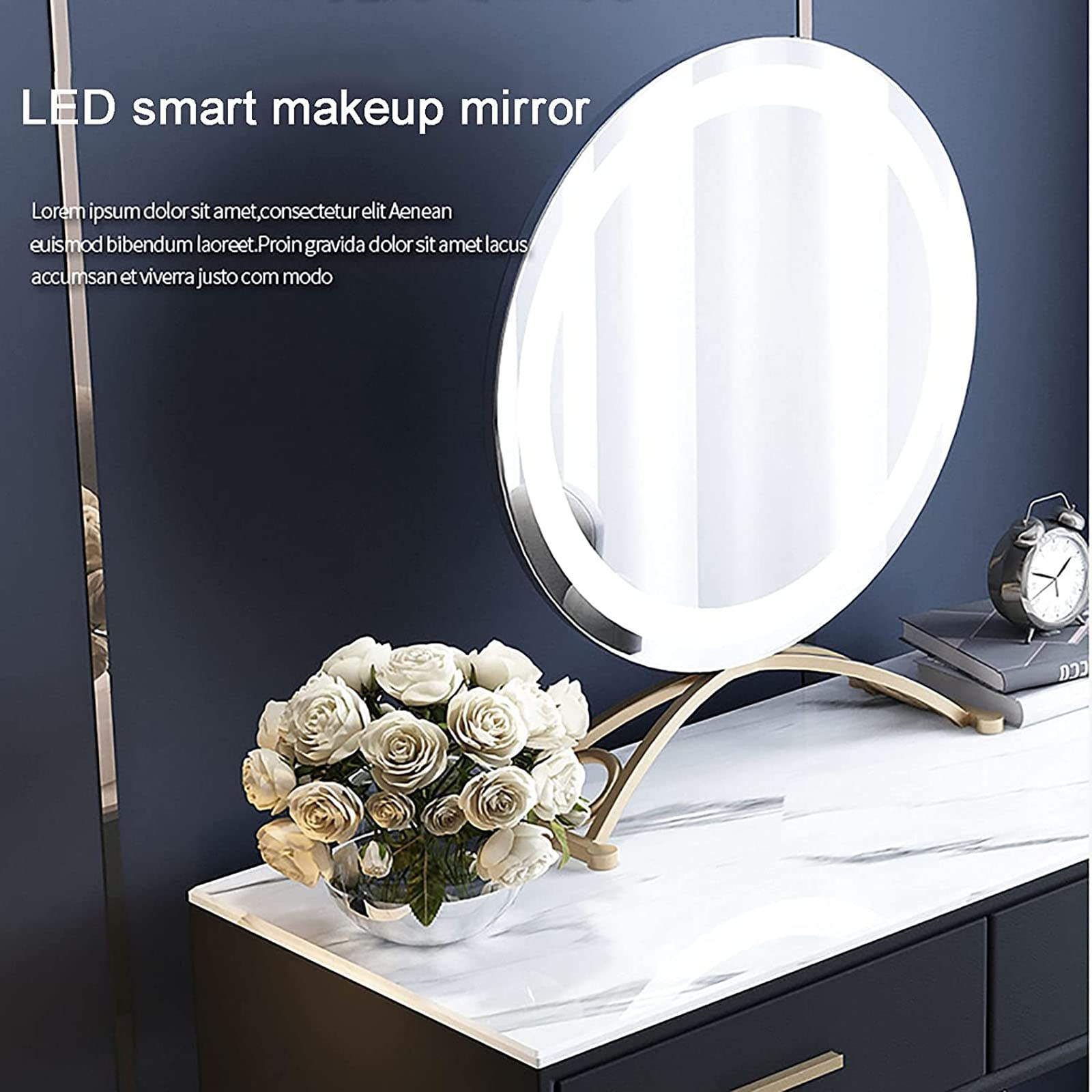 Makeup Table with Marble Textured