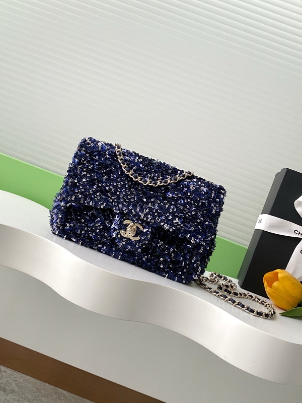 Chanel Sequin Flap Bag Navy