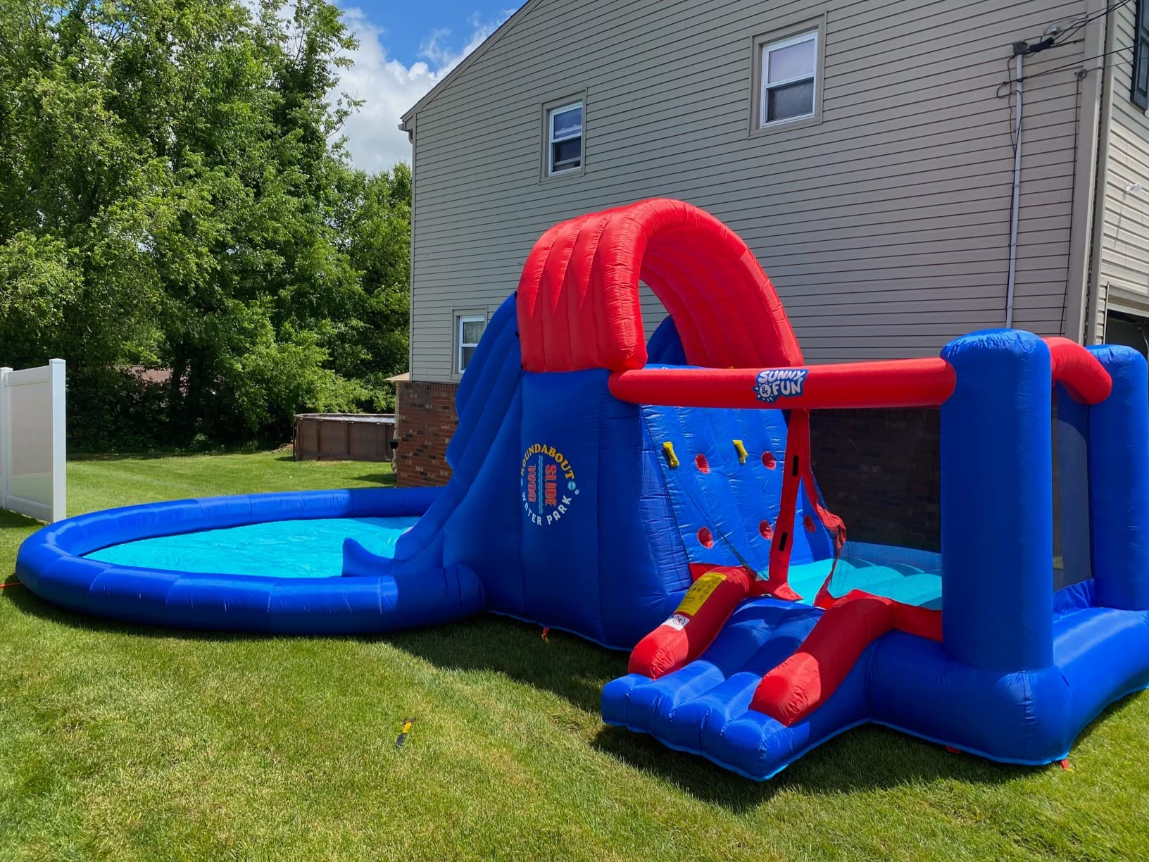 Dual Slide Roundabout Inflatable Water Park