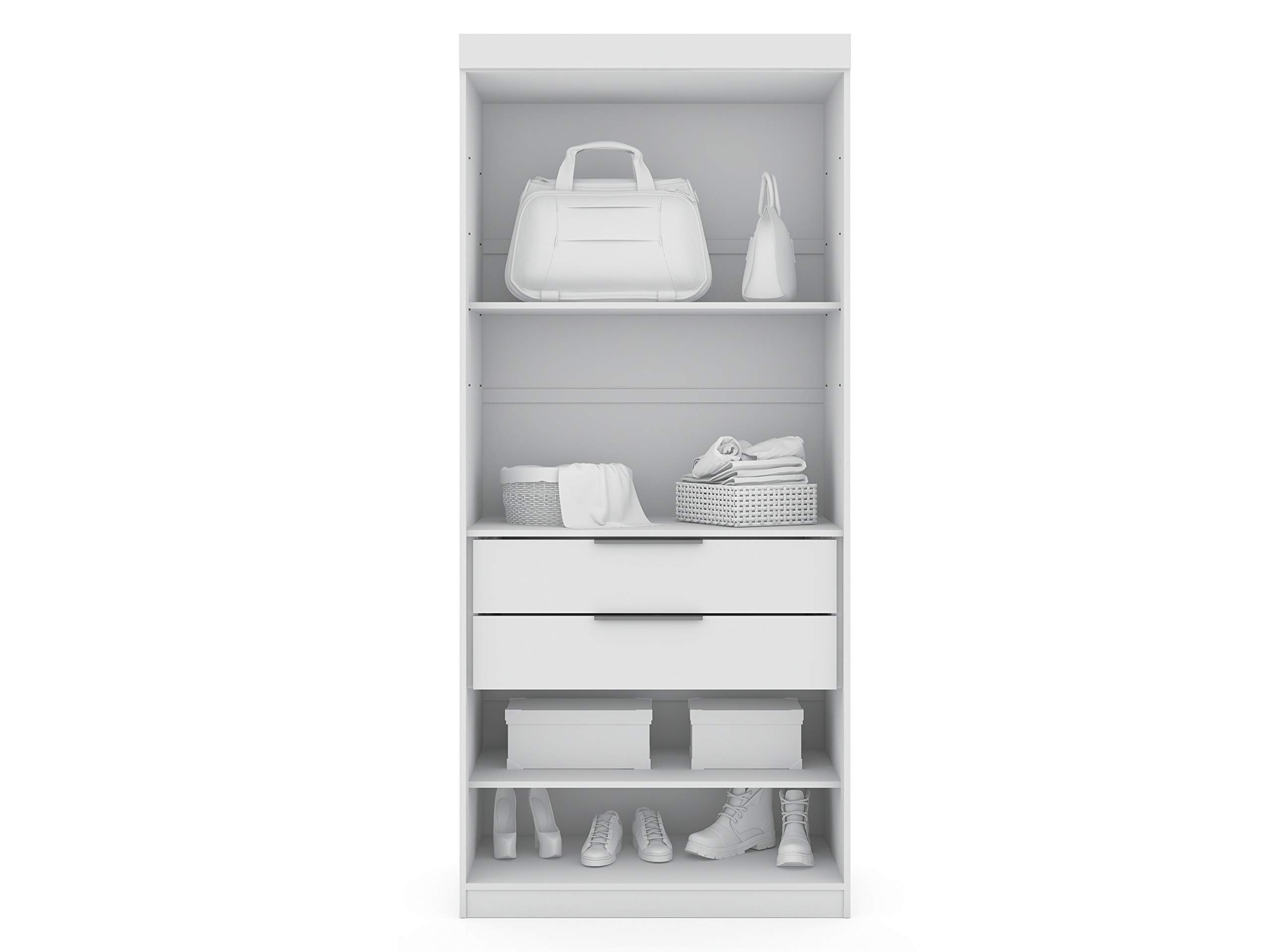 Mulberry Modern Open 3 Sectional Wardrobe Corner Closet with 4