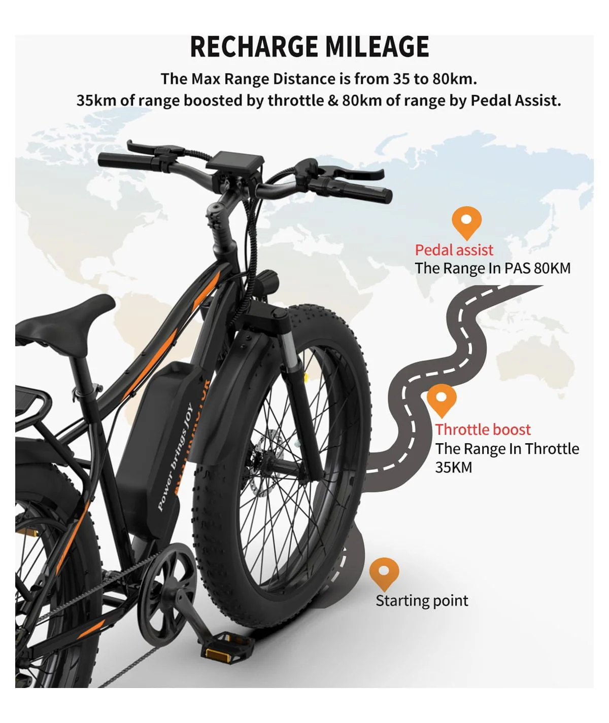 Aostirmotor 26in Fat Tire Electric Mountain Bike, 750W, Black