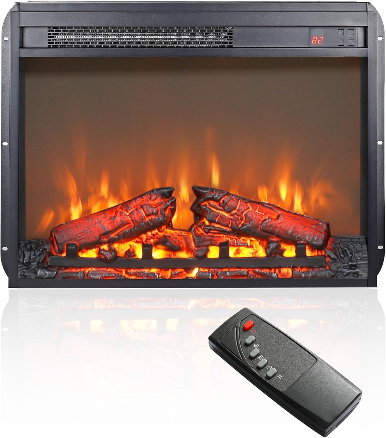 23 inch Electric Fireplace Insert, Ultra Thin Heater with Log Set & Realistic Flame, Overheating Protection (23 INCH-5)