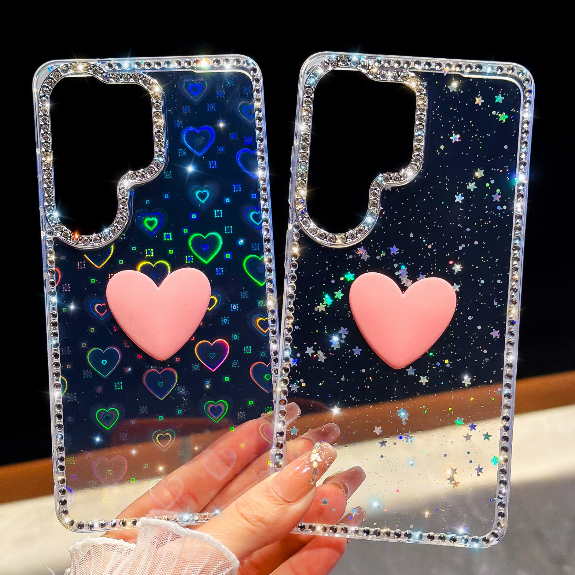 Galaxy A37 Protective Case Glitter - back view