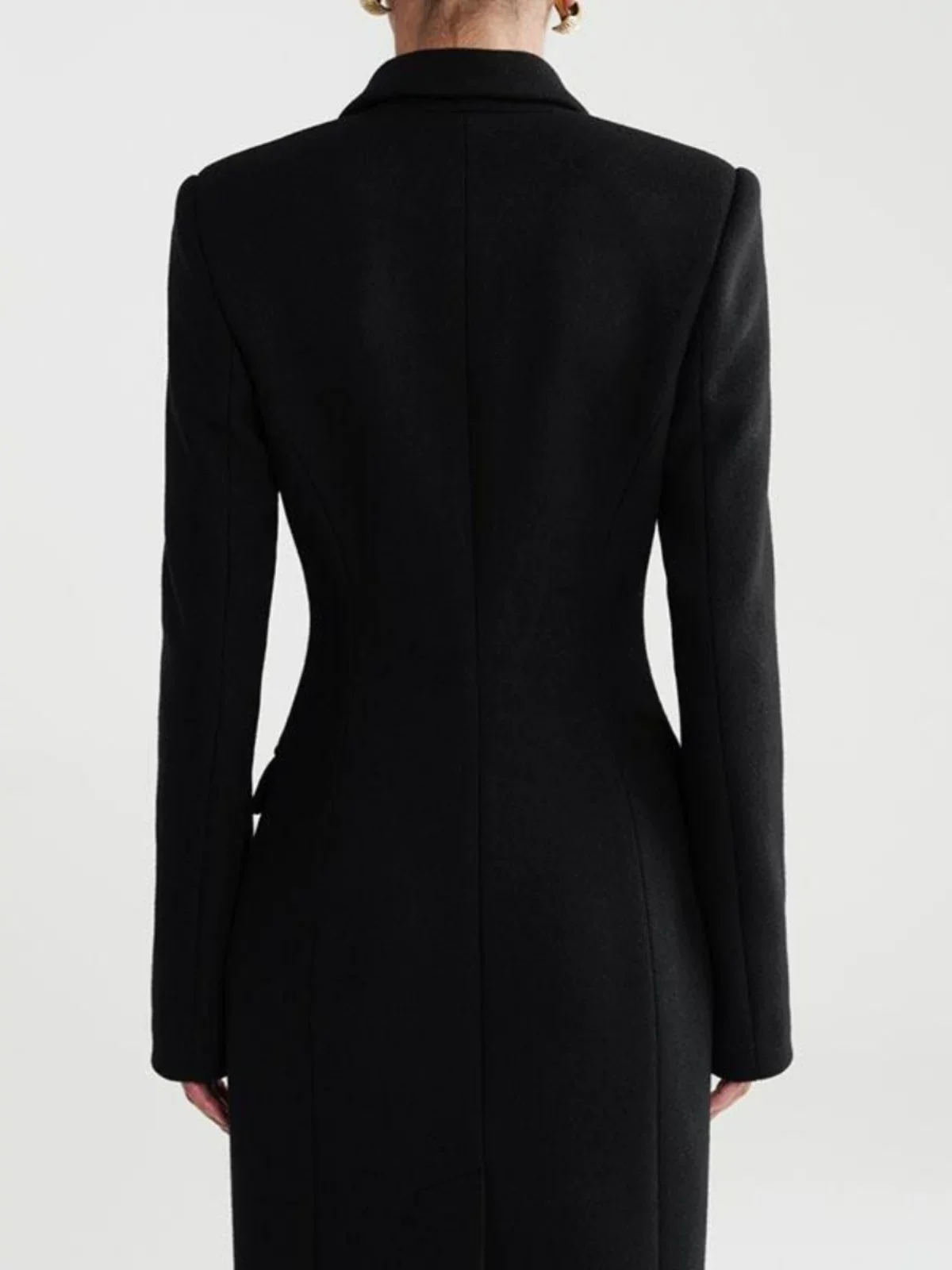 Silm waist long suit collar longwoolenoutwear