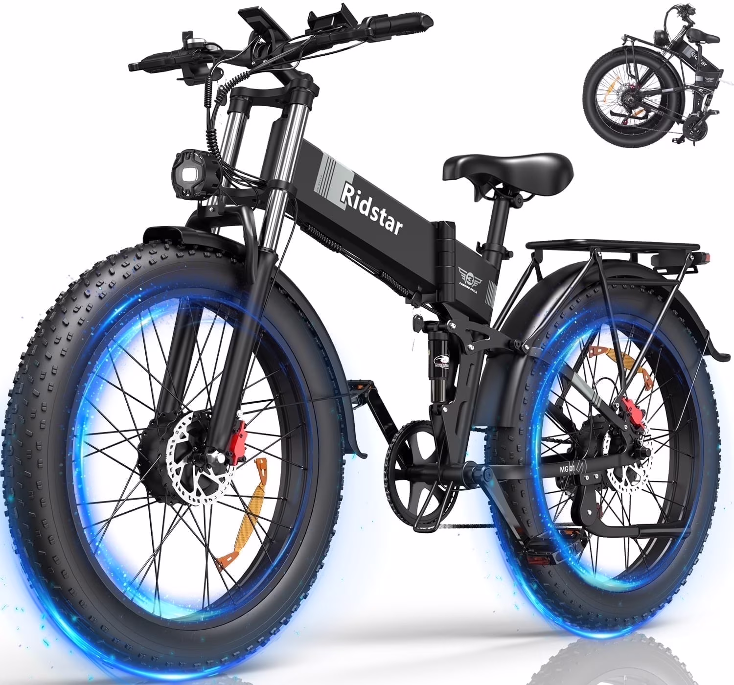 26in Dual Motor Electric Mountain Bike, 3000W Peak, 48V 23Ah