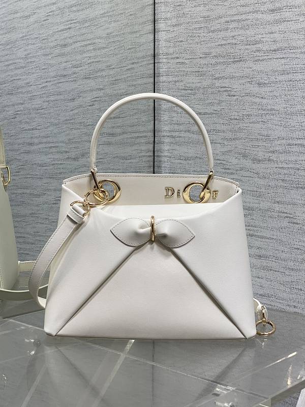 Dior Toujours Tote Bag Small White And Caramel