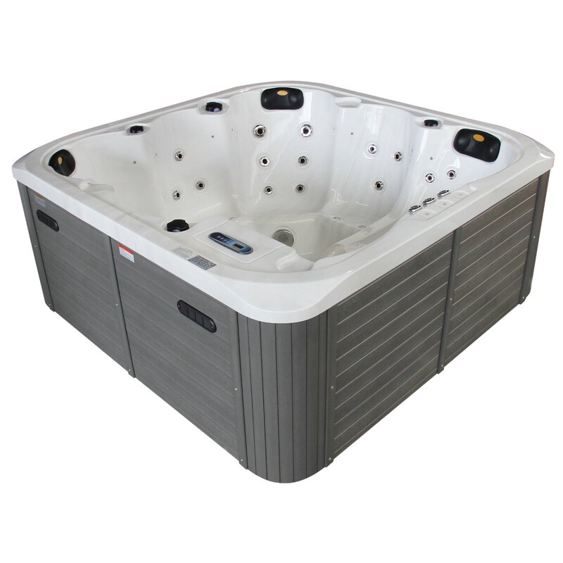 Person 54 - Jet Acrylic Square Hot Tub with Ozonator in Gray