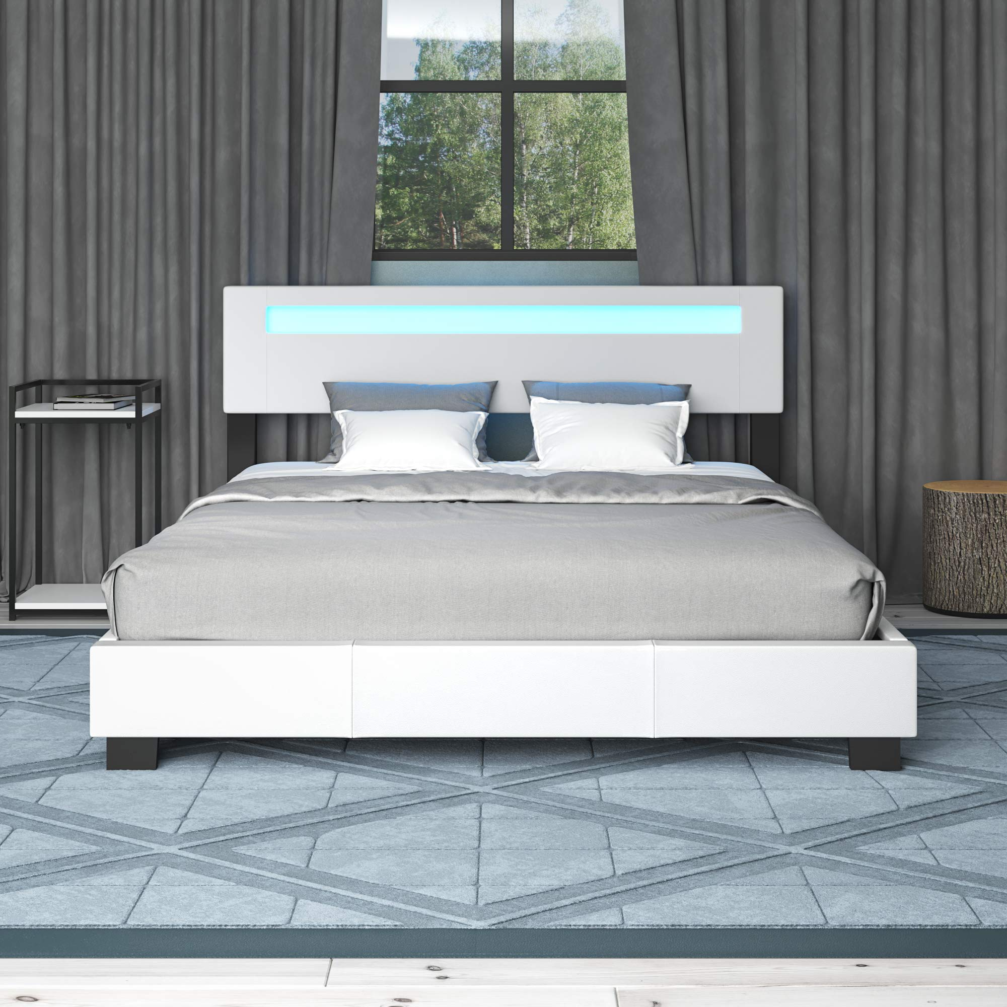 Pezzolla LED Bed - Contemporary Modern Low Profile Platform Bed