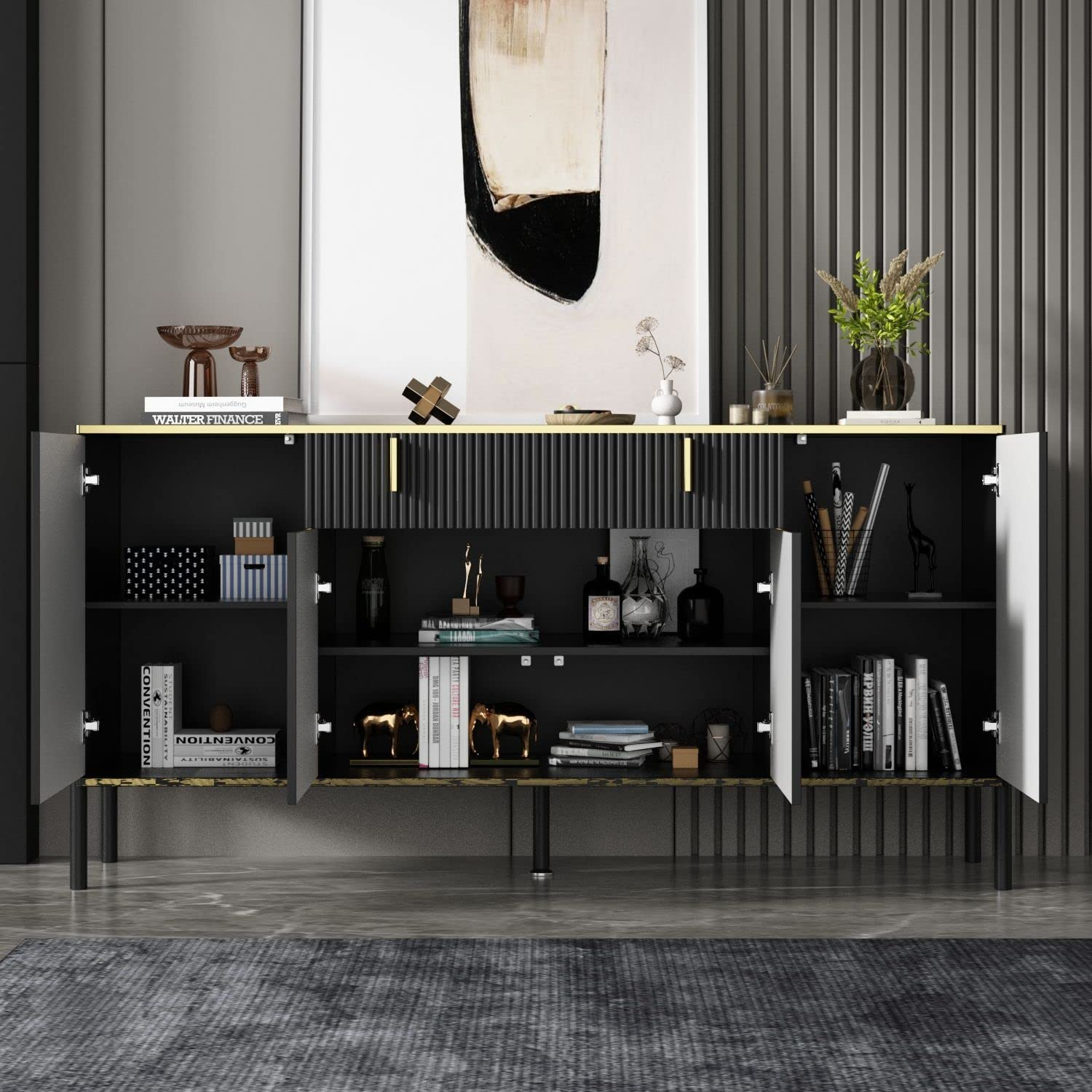 Modern Credenza Sideboard Buffet with Drawer