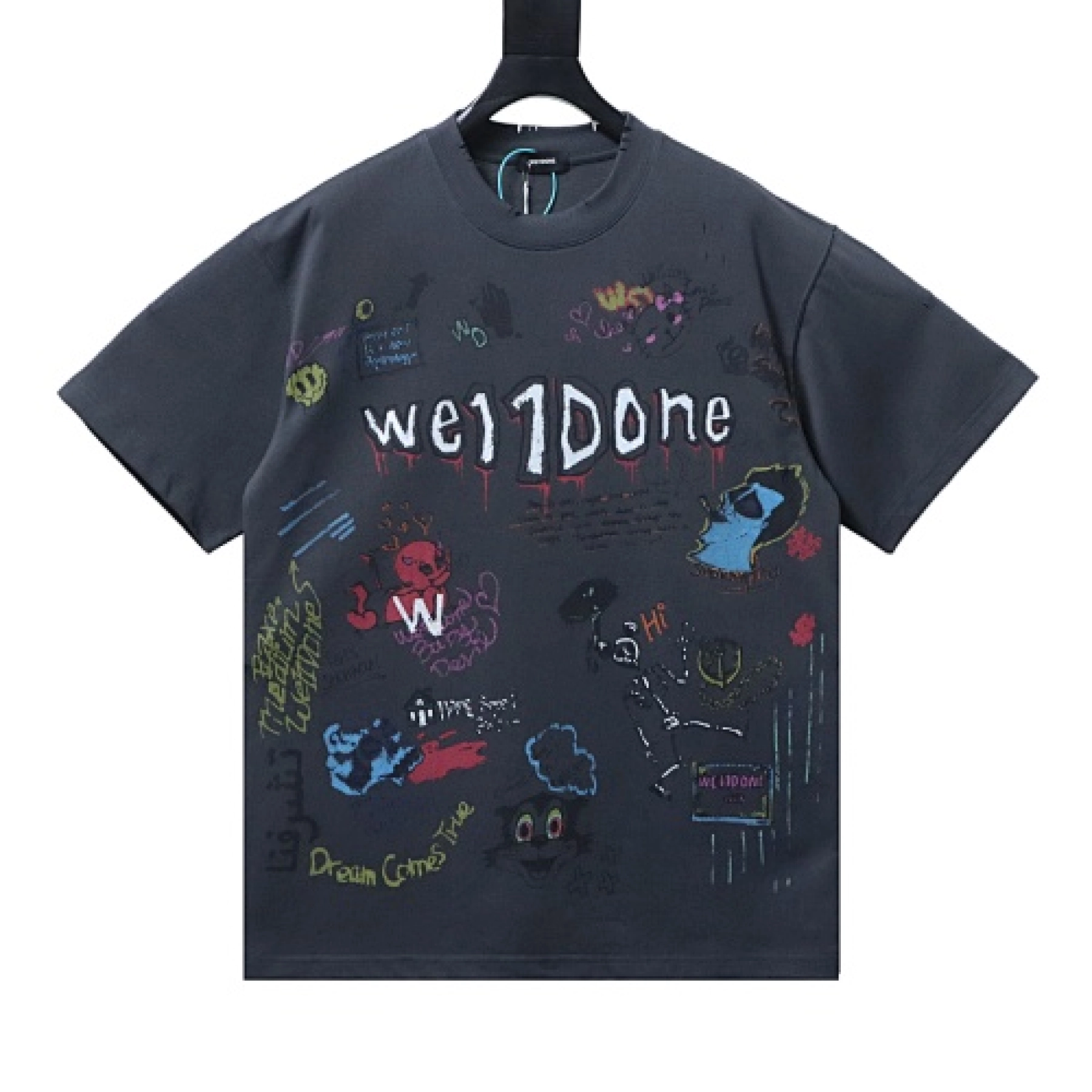 WE11DONE Doodle Print T-Shirt Black