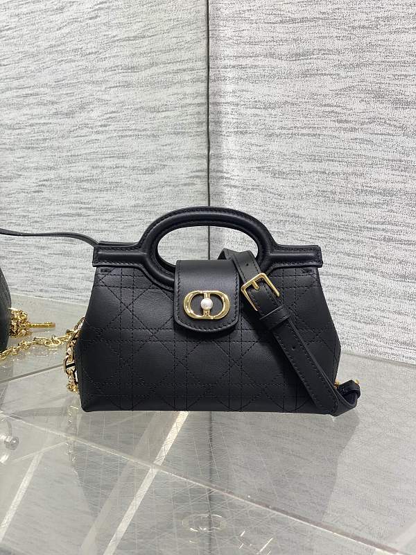 Dior Cannage Mini Handbag Black Smooth