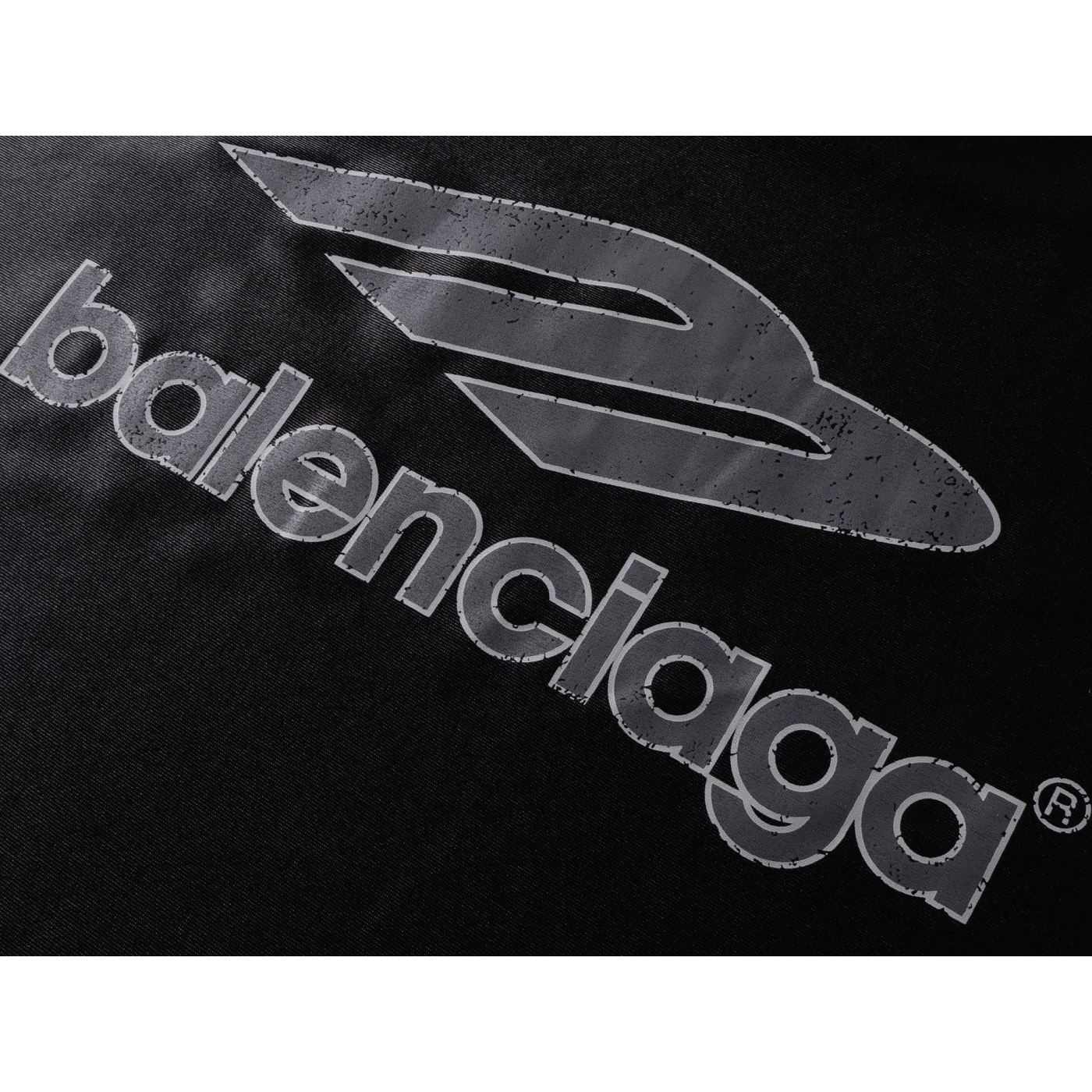 Balenciaga 3B Silhouette Ribbed V-neck Printed T-shirt Black/Blue/Gray