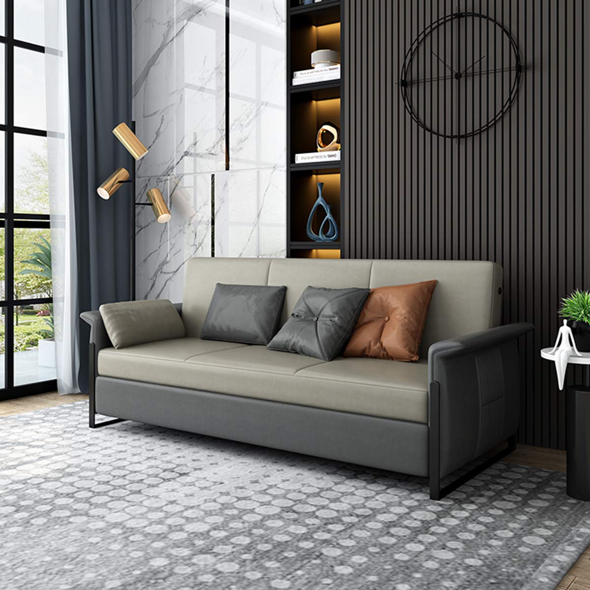 King Bed Sofa Green Upholstered Convertible Sofa