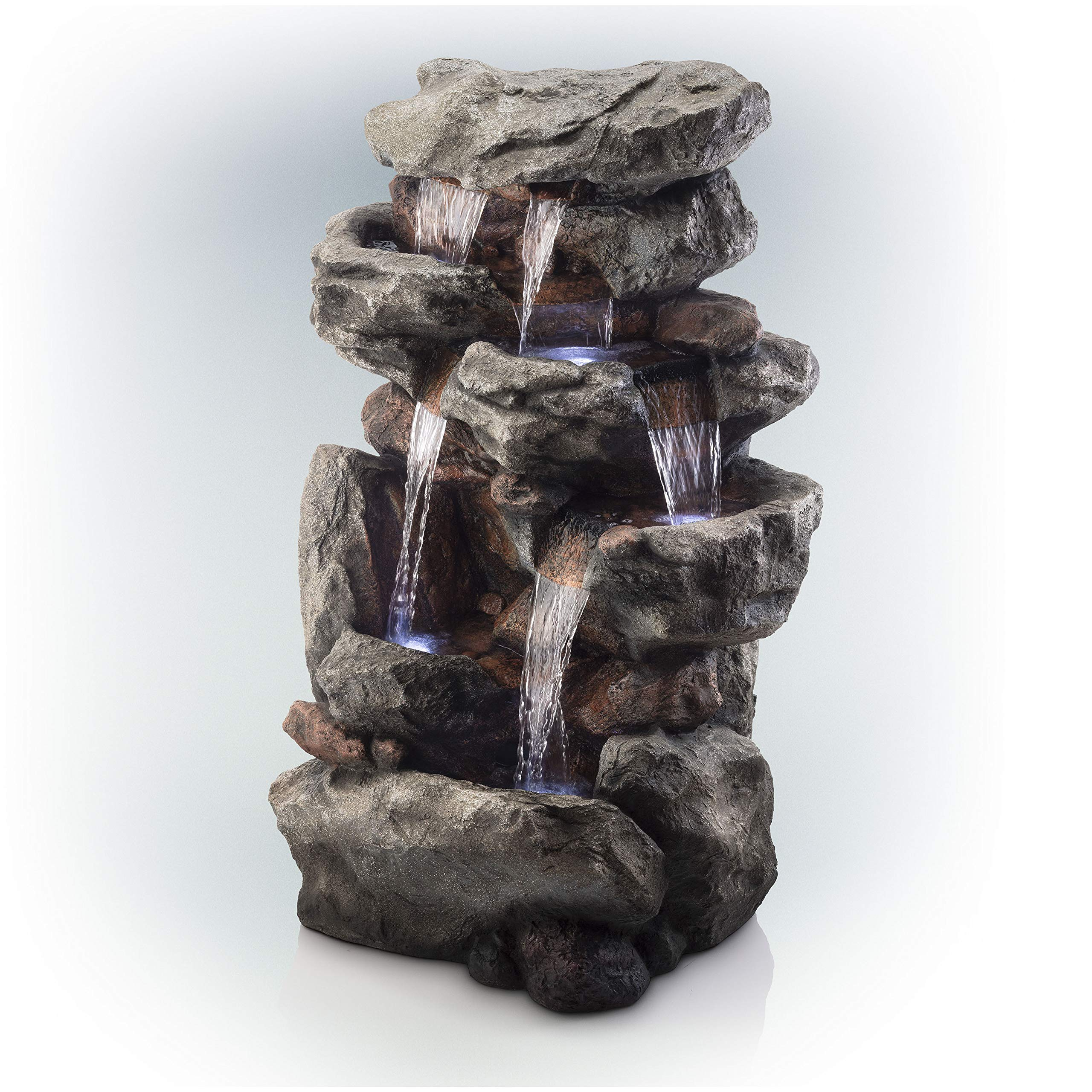 Rainforest Rock Tiered LED Lights Floor Fountain