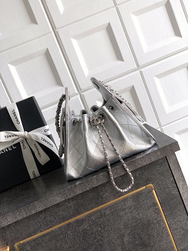 Chanel Mini Hobo Silver Metallic Bag
