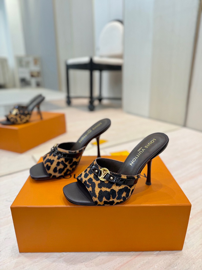 Louis Vuitton 6AM Heeled Mules (Leopard Calf Hair)