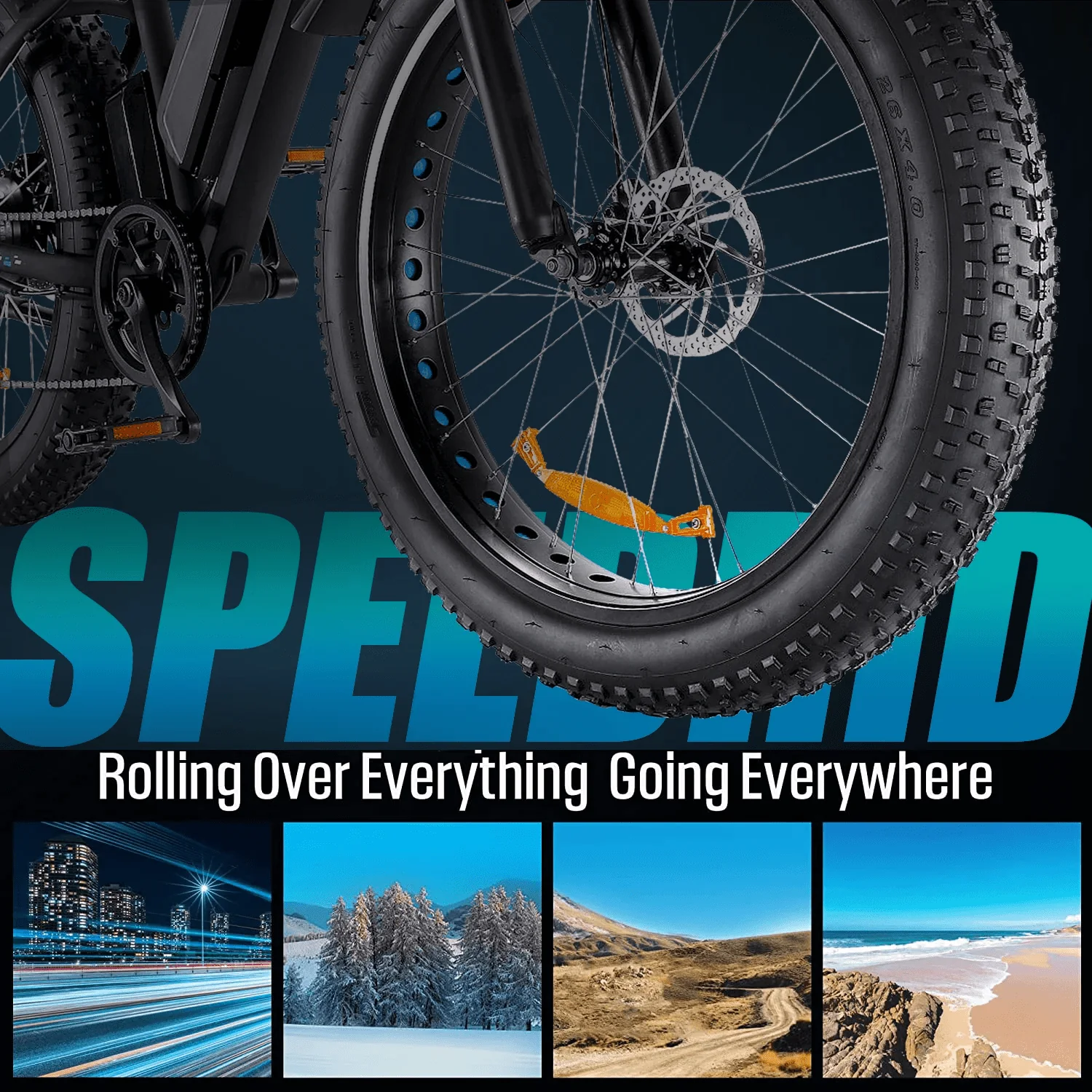 Funcid 26in Fat Tire Electric Mountain Bike, 500W, 48V 10.4Ah
