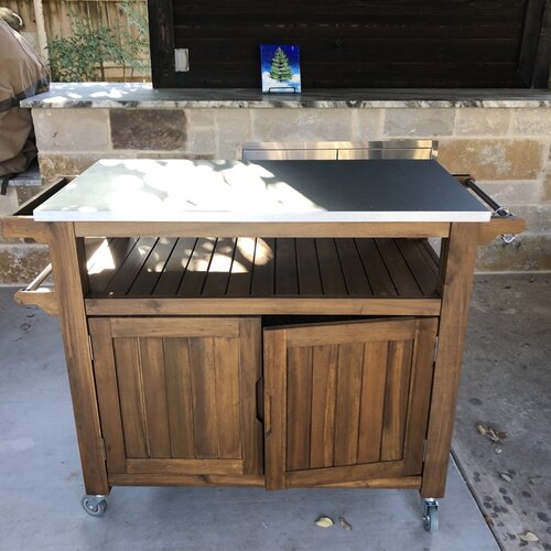 Amagansett Sand & Stable Bar Cart with Solid Wood Outer Material