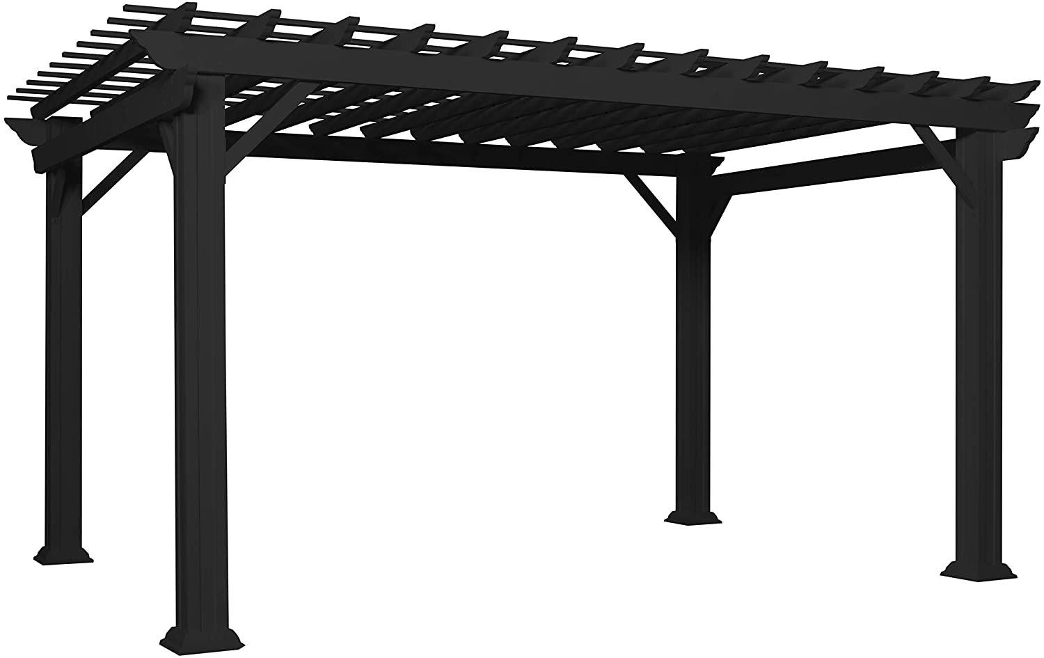 14' x 10' White Steel Traditional Pergola with Sail Shade Soft
