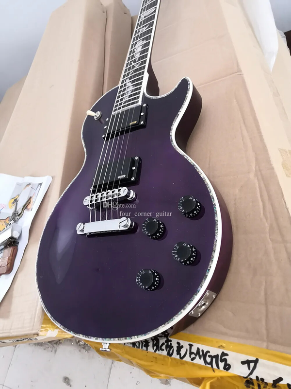 6 Strings Purple Electric Guitar EMG Pickups Rosewood Fretboard Abalone Binding