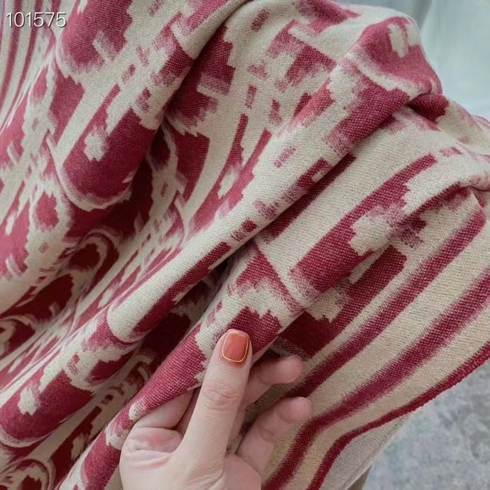 Dior Oblique Scarf Burgundy and Grey product images