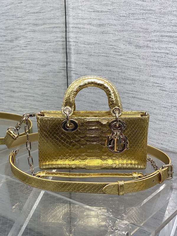 Lady D-Joy Bag Extra Large Gold Python