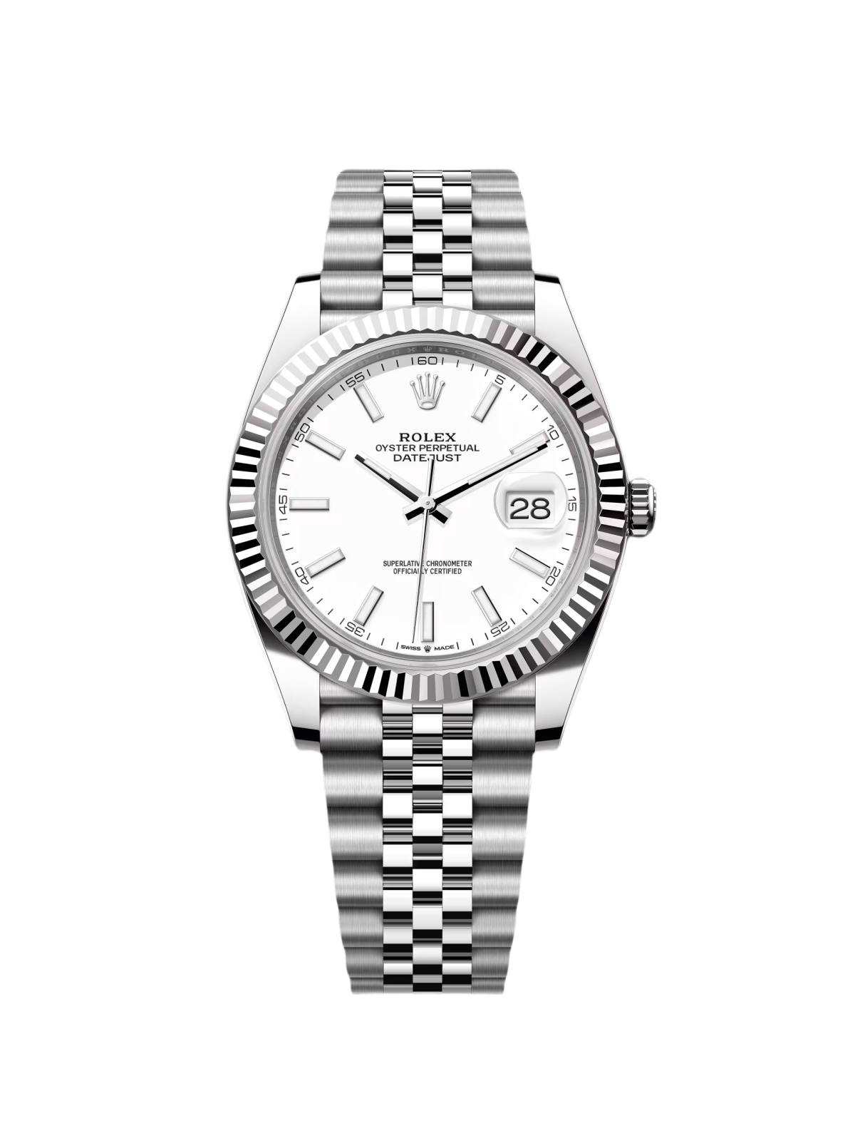【Super Clone】RLX  Datejust 41mm  White Index Oyster Stainless Steel Men’s Watch - 126334