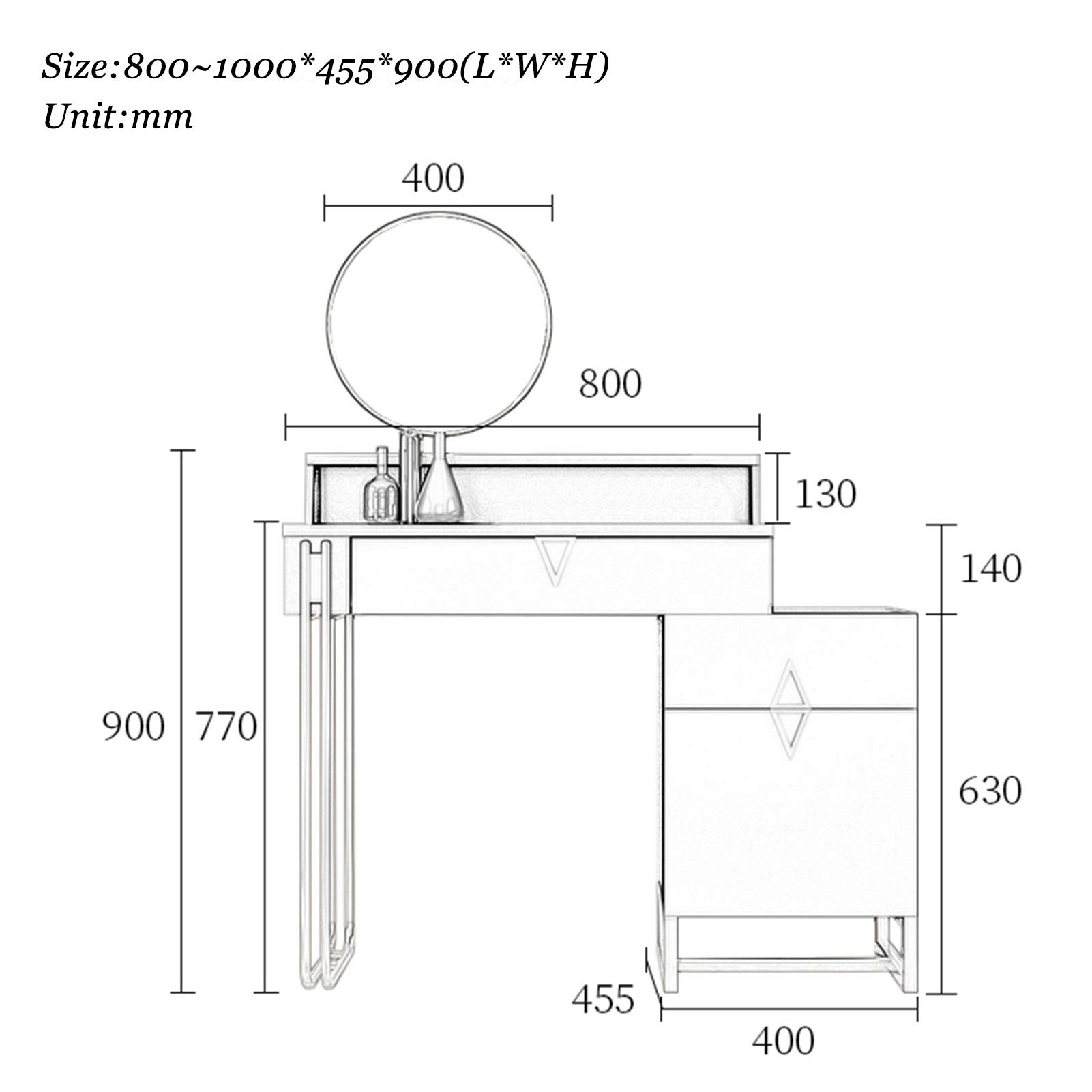 Dresser Modern Dressing Table Vanity Table Set with Sliding