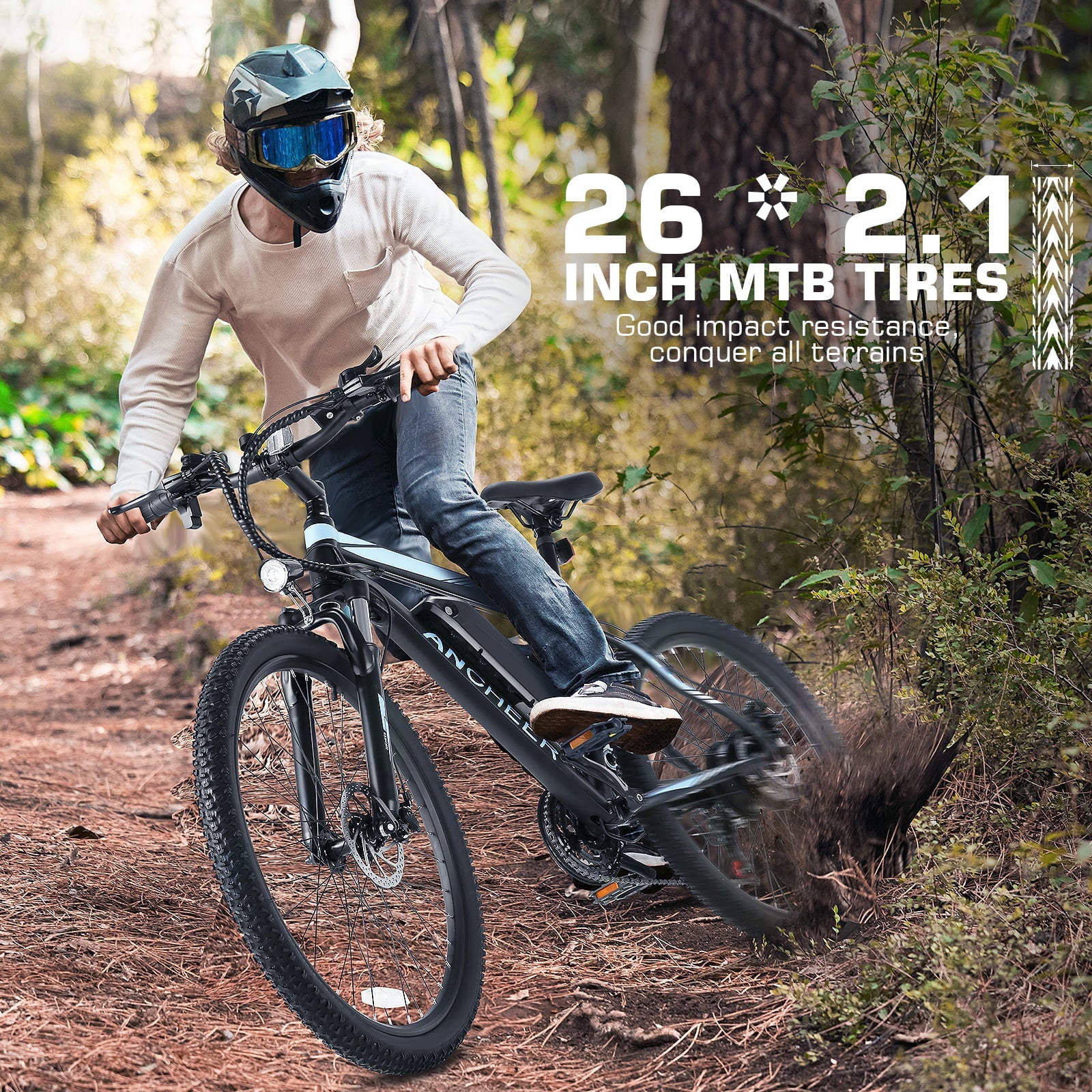 Funcid 26in Electric Mountain Bike, 500W, 48V, 21-Speed