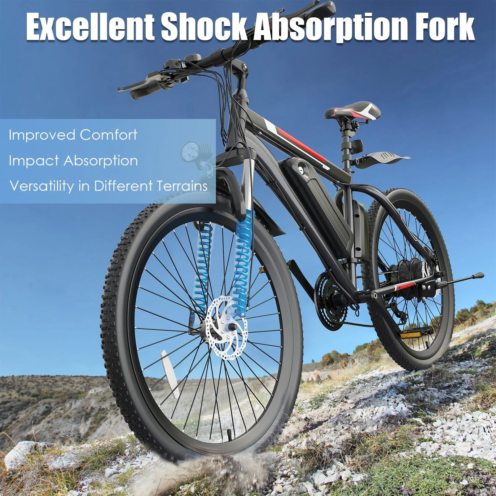 Elifine 26in Electric Mountain Bike, 500W, 48V 7.8Ah