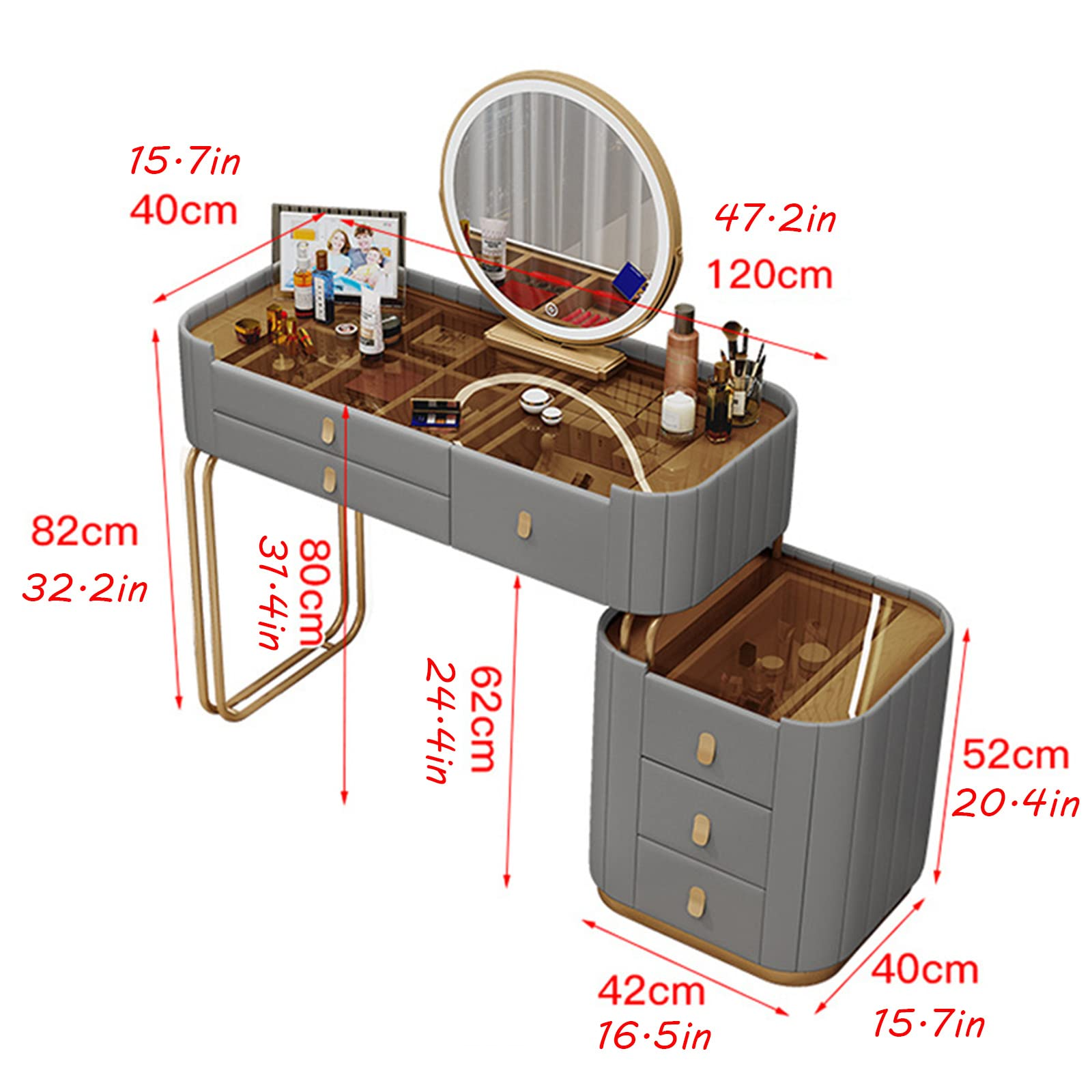 Modern Minimalist Slate Makeup Table Small Apartment Storage