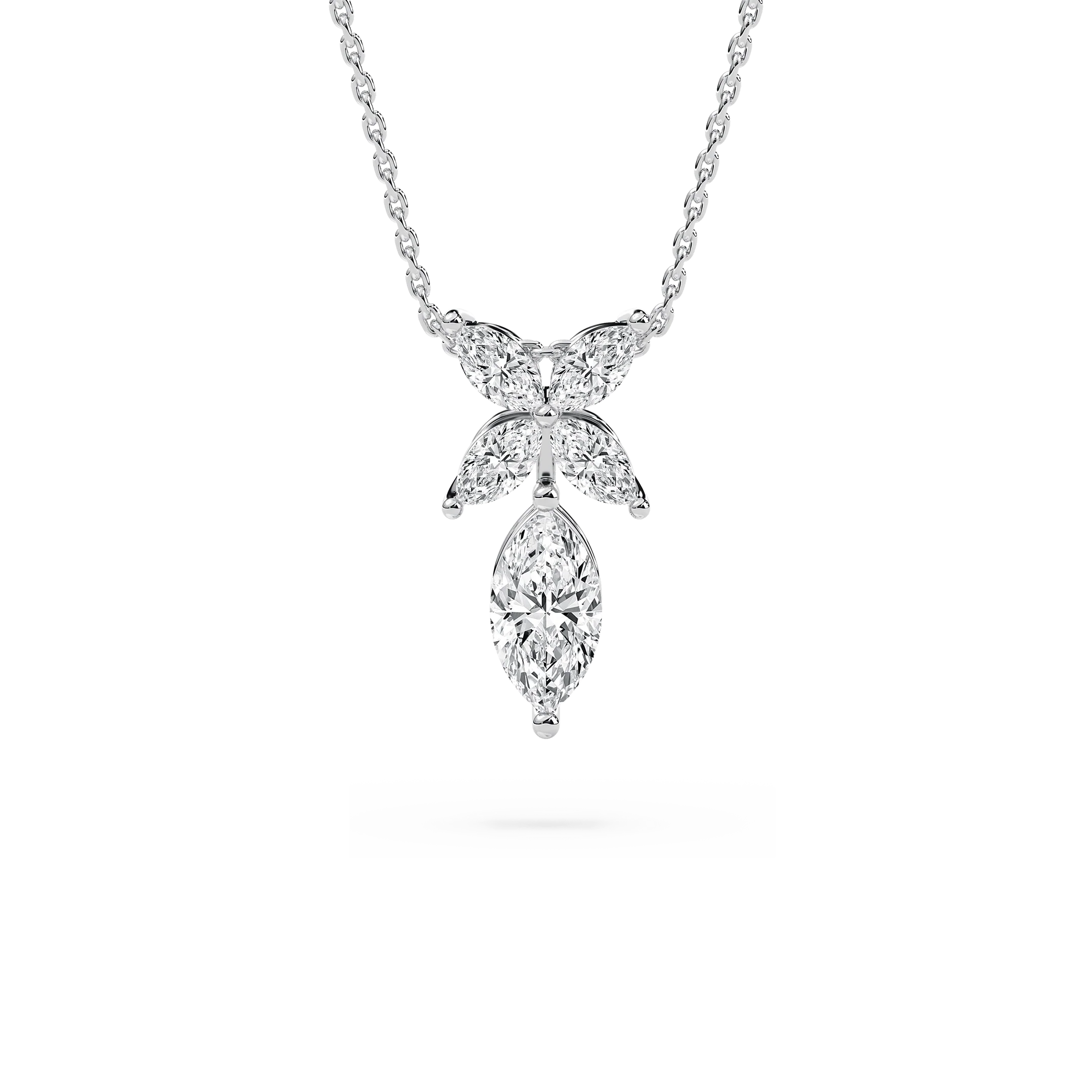 7/8 ctw Marquise Lab Grown Diamond Dewdrop Pendant  - 18 Inches