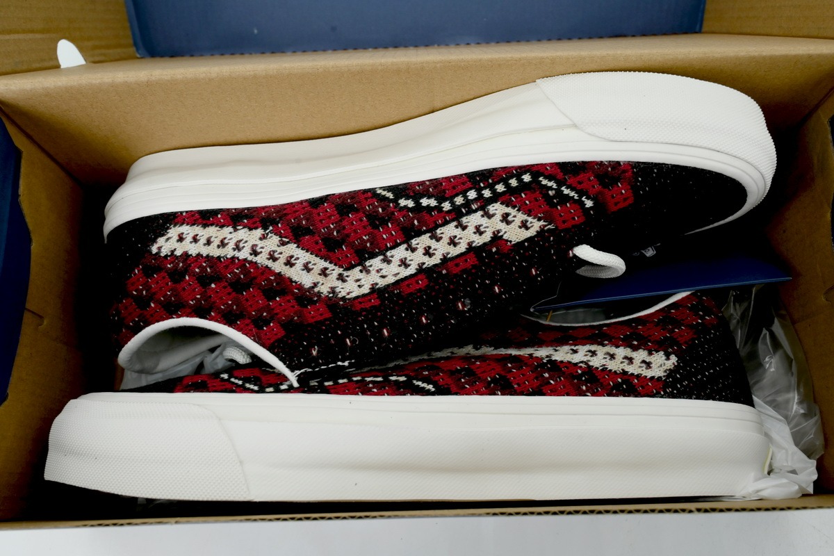 Vans Premium Old Skool Knit Pack Geo Check Bordeaux Red VN000EFKBRD - ogsneaker