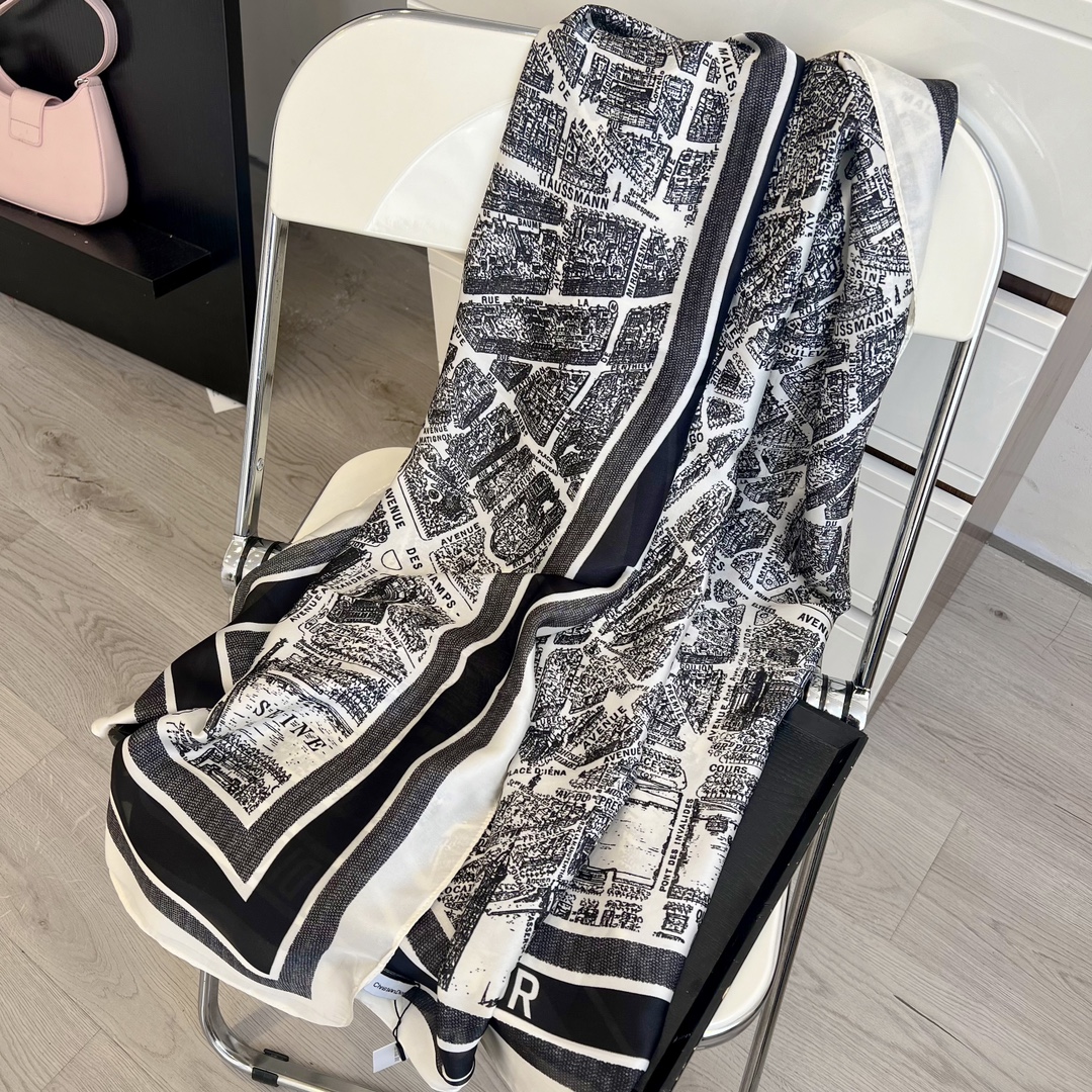Dior Toile Print Scarf Black and Beige 90 x 180 cm product images